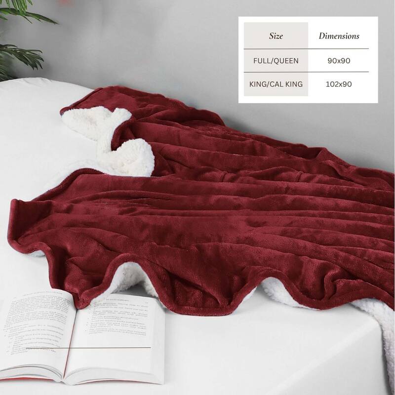 Linery & Co. Velvet Plush Reversible Sherpa Bed Blanket