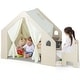 preview thumbnail 4 of 8, Montessori Style Indoor Playhouse with Storage Bin and Floor Mat for Toddlers Aged 2-6 Years Old-Beige