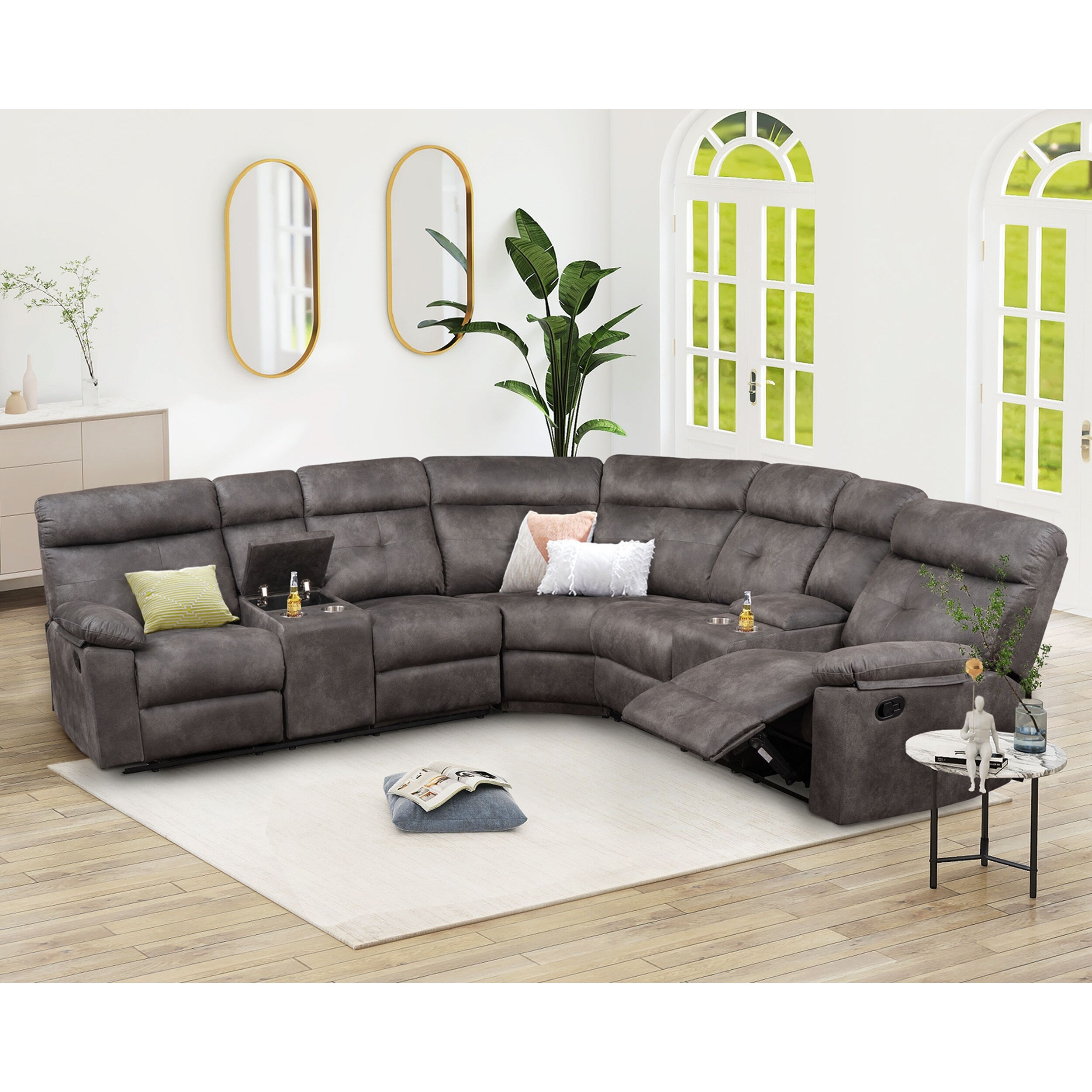 Sectional Sofa,Manual Reclining ,Corner Sofa,Cup Holders&Storage Box - On  Sale - Overstock - 35722386