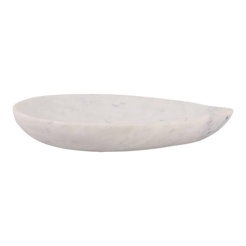 Marble Decorative Bowl Modern Accent Teardrop Shape - 10" White - 9.75" x 7" x 1.5"