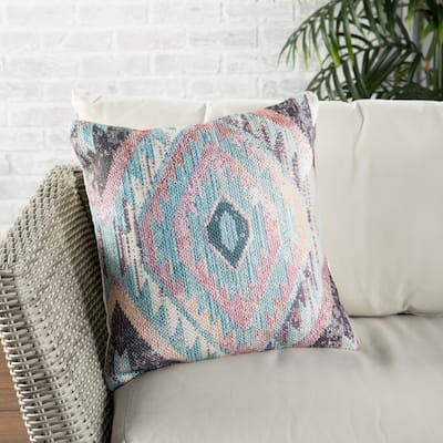 Nikki Chu Sinai Indoor/ Outdoor Tribal Blue/ Multicolor Throw Pillow