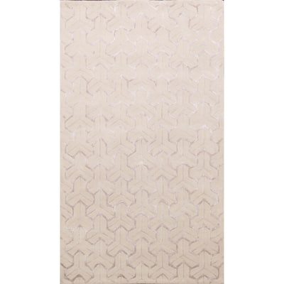 Modern Hand-tufted Geometric Trellis Wool/ Silk Oriental Area Rug - 5'0" x 8'0"