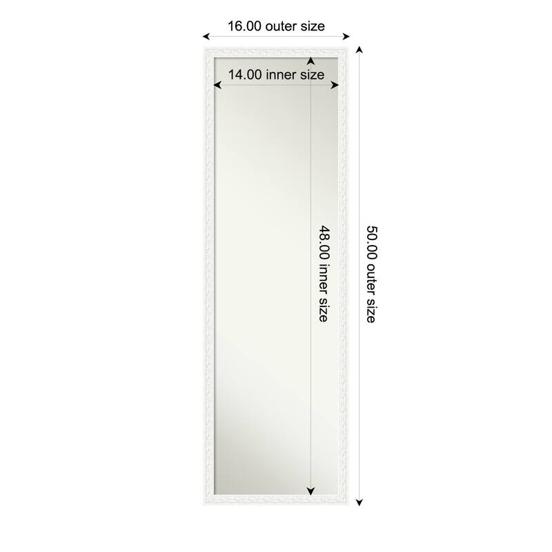 Bethany Non-Beveled Wood Framed Full-Length On the Door Mirror - 16 x 50 in - Bethany White