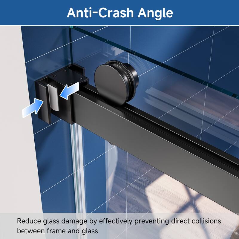 59 in. W x 72 in. H Sliding Frameless Shower Door with Tempered Glass - 59" x 72"