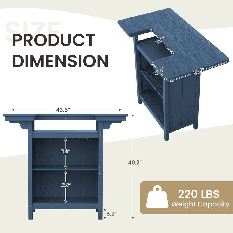HDPE Indoor/Outdoor Bar Table with Storage Shelves