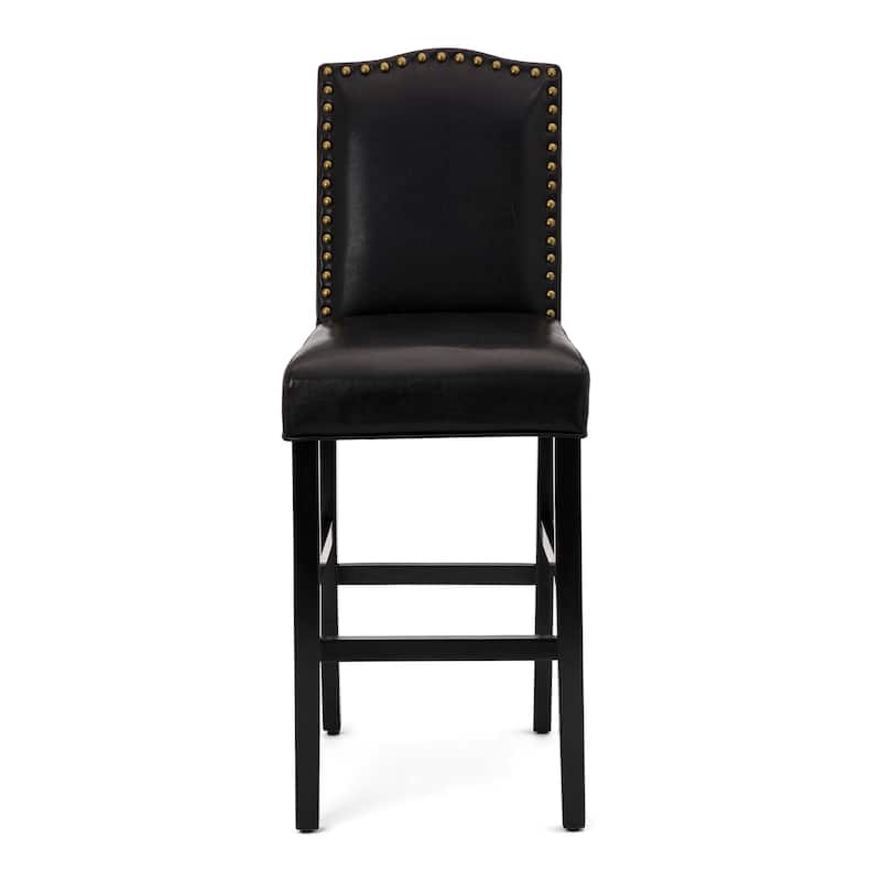 Glitzhome Set of 4 45"H PU Riveted Upholstered Pub/ Bar chairs Bar Stools