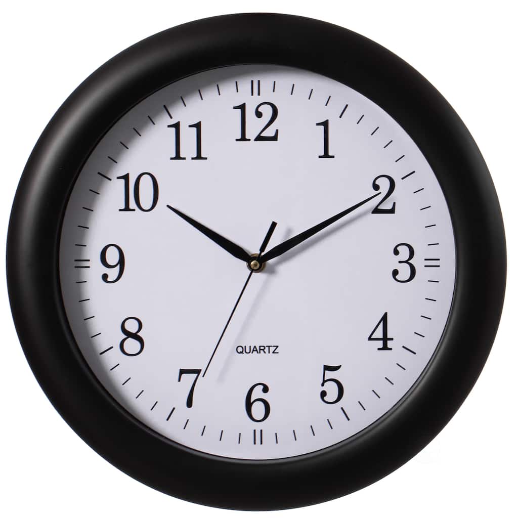 13.75 Inch Plastic Round Battery Operated Simple Modern Wall Clock - Office, Class Room, Livingroom, Dining Room, Bedroom