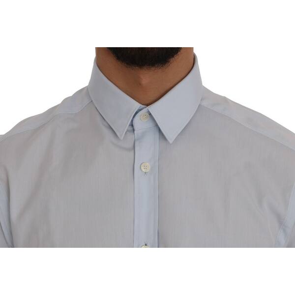 Shop Versace Collection Light Blue Cotton Dress Shirt Trend Men S Fit Overstock 24606052 43