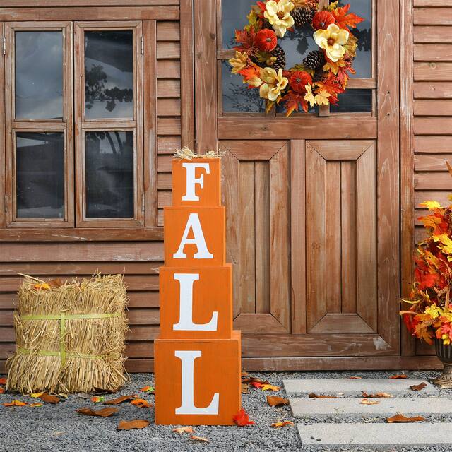 Glitzhome Wooden Nested Wording Box Decor