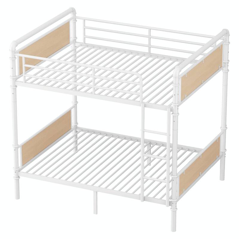 Metal Bunk Bed, Industrial Detachable Bunkbeds with Safety Guard Rails for Teens