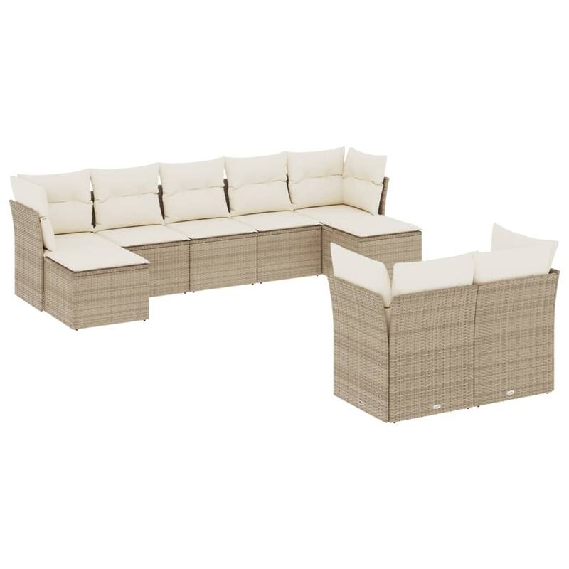 vidaXL Garden Sofa Set Beige PE Rattan Large UV-resistant Materials - 21.7 x 21.7 x 14.6