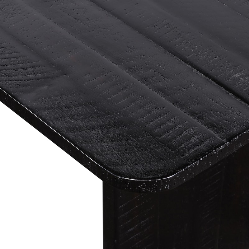 Monaco Black Wood and Brass Rectangle Dining Table
