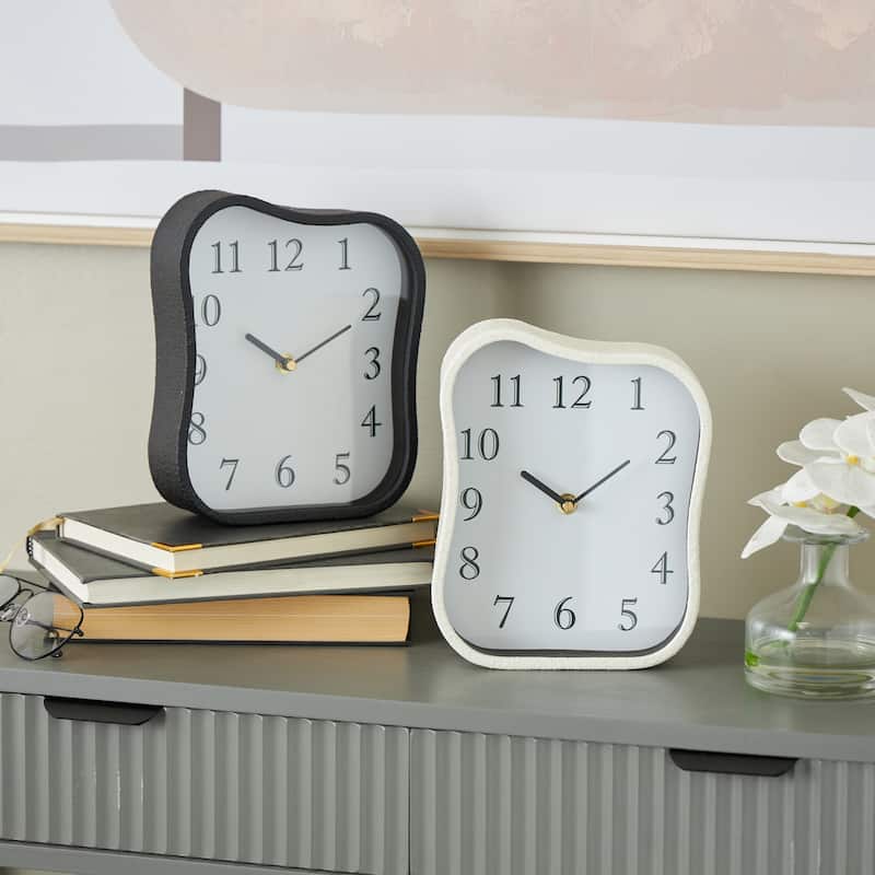 Metal Textured Clock with Gold Accents - Set of 2 Multi Colored - Roche River Decor