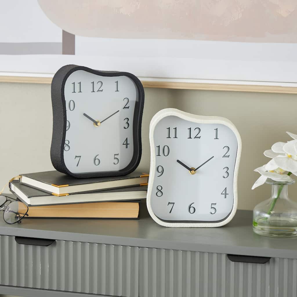 Multi Colored Metal Textured Decorative Clock with Gold Accents (Set of 2)