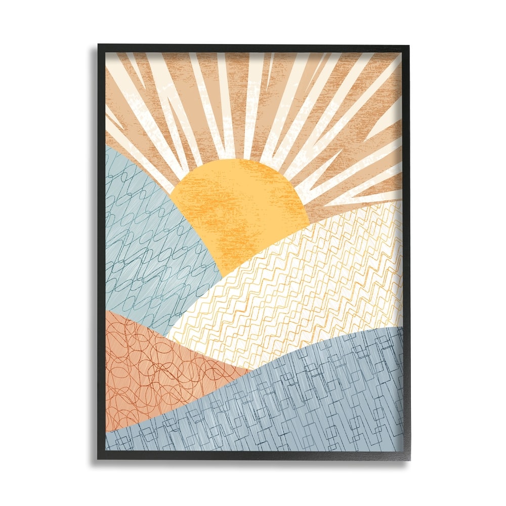 Stupell Kids' Bold Sun Sunrise Rolling Hills Abstract Patterns Framed Wall Art - Yellow