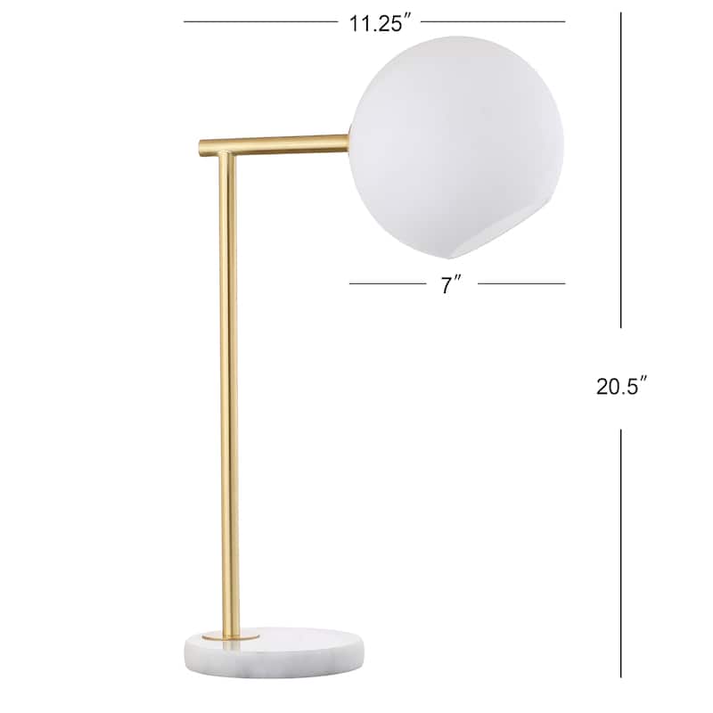 Scarlett 20.5" Metal/Marble LED Table Lamp, Gold/White by JONATHAN Y