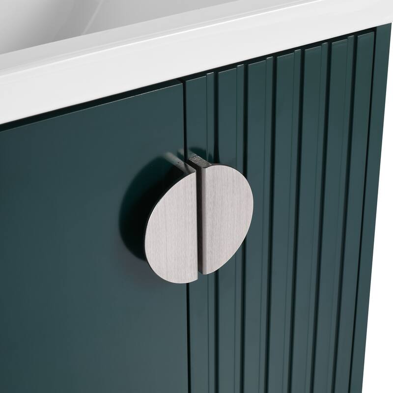 Modern Wall-Mounted Bathroom Vanity with Ceramic Sink, Soft-Close Doors, and 3 Pairs of Metal Handles for Customization