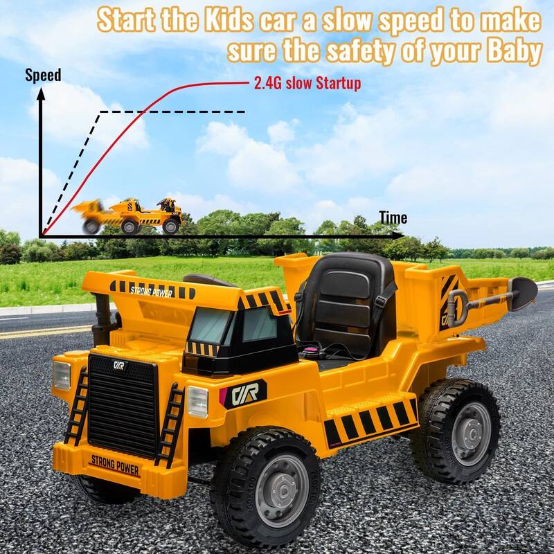 Ride on Dump Truck for Kids, 12V Ride on Car with Electric Dump Bed