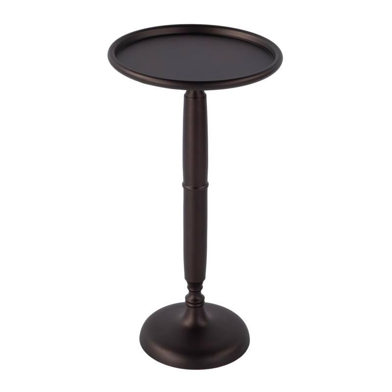 Alexi 12 in. W Round All Metal Pedestal Base End Table - Bronze