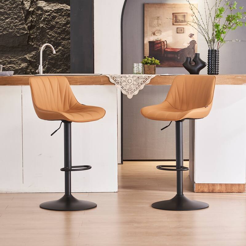 Adjustable Swivel Bar Stools Set of 2 Modern Upholstered Counter Stools