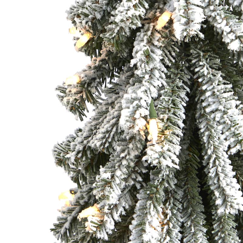 3ft. Flocked Grand Alpine Artificial Christmas Tree with 50 Clear Lights & 193 Branches on Trunk - Petite Winter X-Mas Tree