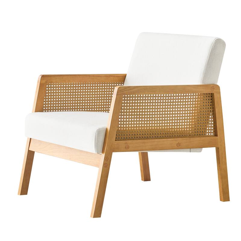 Accent Chair Mid-Century Modern Chair with Sherpa Fabric Upholstered Lounge Arm Chair with Solid Wood Frame & Soft Cushion