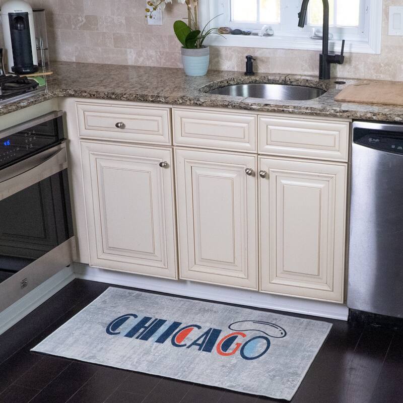 SussexHome Non-Skid Ultra-Thin Area Rugs for Laundry Room, Entryway, Bathroom and Kitchen - Washable Multipurpose Floor Mat