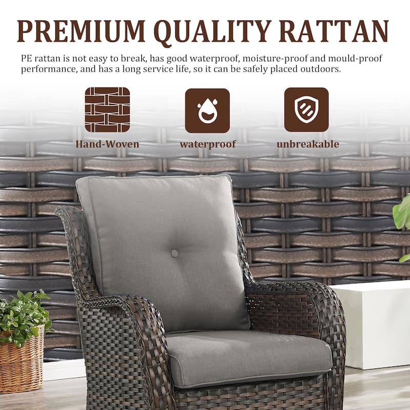 Outdoor Swivel Rocker Wicker Patio Chairs Set of 3