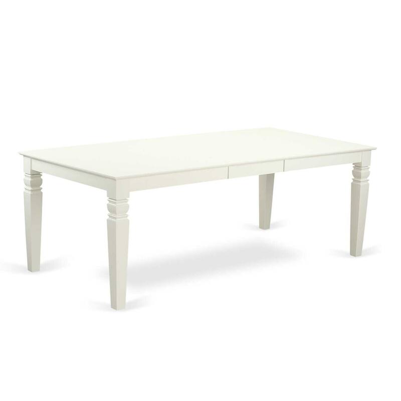 7Pc Dinette Set - Rectangular Kitchen Table with Leaf & 6 Parson Chairs - Linen White & Beige - 84