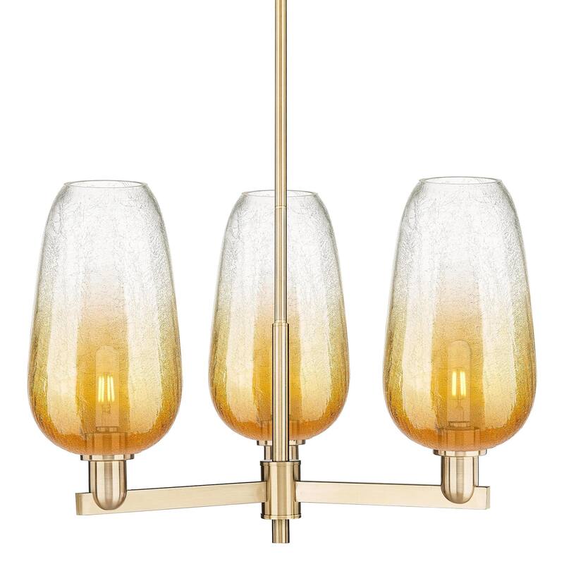 Innovations Lighting 716-3CR-17-18 Brookhaven Flute Chandelier - Champagne Bronze / Amber