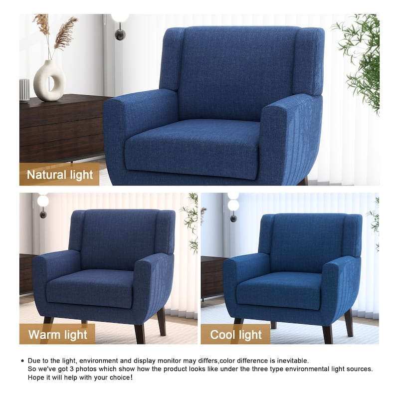 Modern Upholstered Linen Armchair Accent Chair