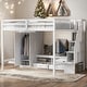 preview thumbnail 1 of 26, 2 Color Full Size Loft Bed Frame with Wardrobe, Safe Low Storage Table and Storage Staircase White