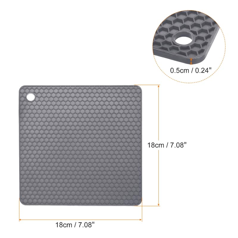 Silicone Trivet Mats 4pcs, Square Hot Pads Pot Holder for Countertop - Dark Grey