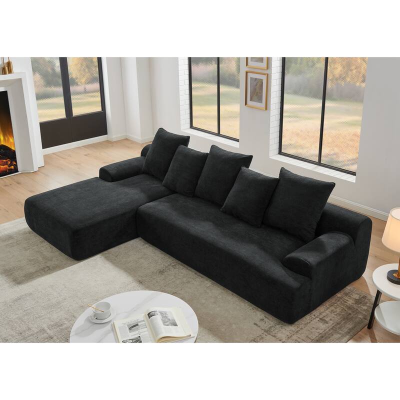 Curved Upholstered Sofa Velvet Sectional Couch for Living Room, L-Shape Lounge Sofa with Chaise, Modular Recliner Safa Bed