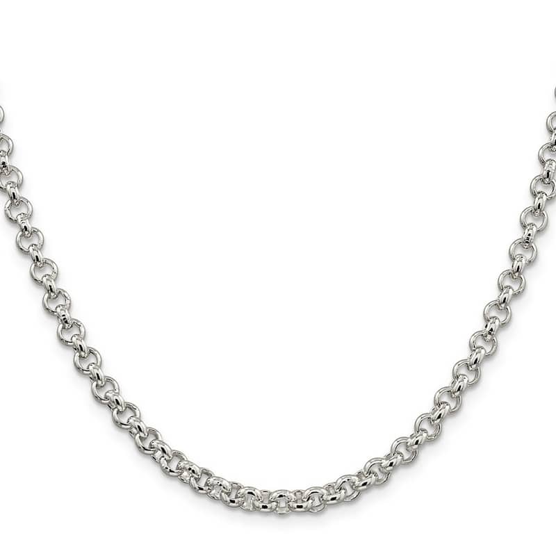 Curata 925 Sterling Silver Solid Polished 5mm Rolo Chain Necklace (Lobster)w