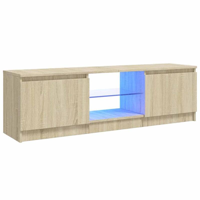 vidaXL TV Stand with LED Lights Sonoma Oak 47.2"x11.8"x14.2" - 47.2" x 12" x 14"