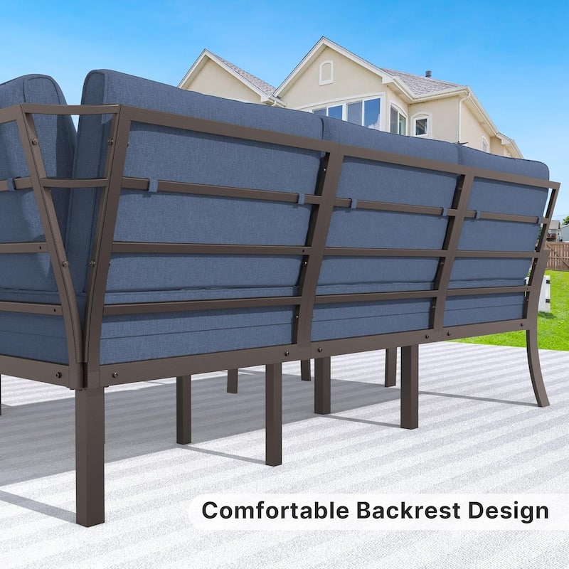 Kullavik Aluminum Corner Sofa Set, Patio Outdoor Sectional Sofa Set with Armrests and Footrests