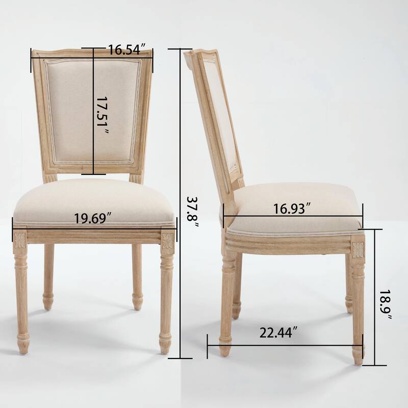 Set of 2 French Country Dining Chairs, Upholstered with T-Shaped Back