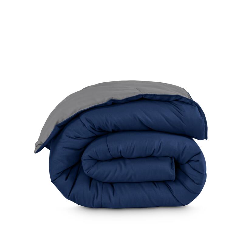 Bare Home Reversible All Season Down Alternative Comforter - Twin/Twin XL - Dark Blue/Grey