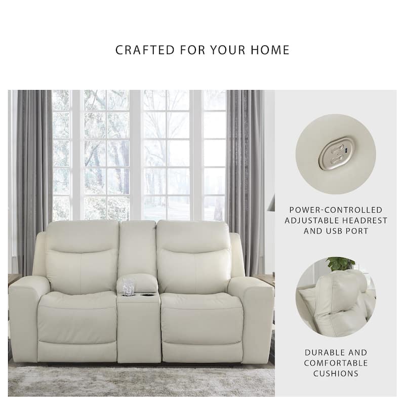 Signature Design by Ashley Mindanao Coconut Power Reclining Loveseat with Console - 79"W x 42"D x 43"H