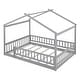 preview thumbnail 17 of 25, Full Size House Bed with Storage Space and Roof for Boys and Girls