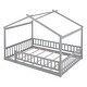 preview thumbnail 8 of 7, Gray Full Size Wood Bed House Bed Frame with Fence for Kids