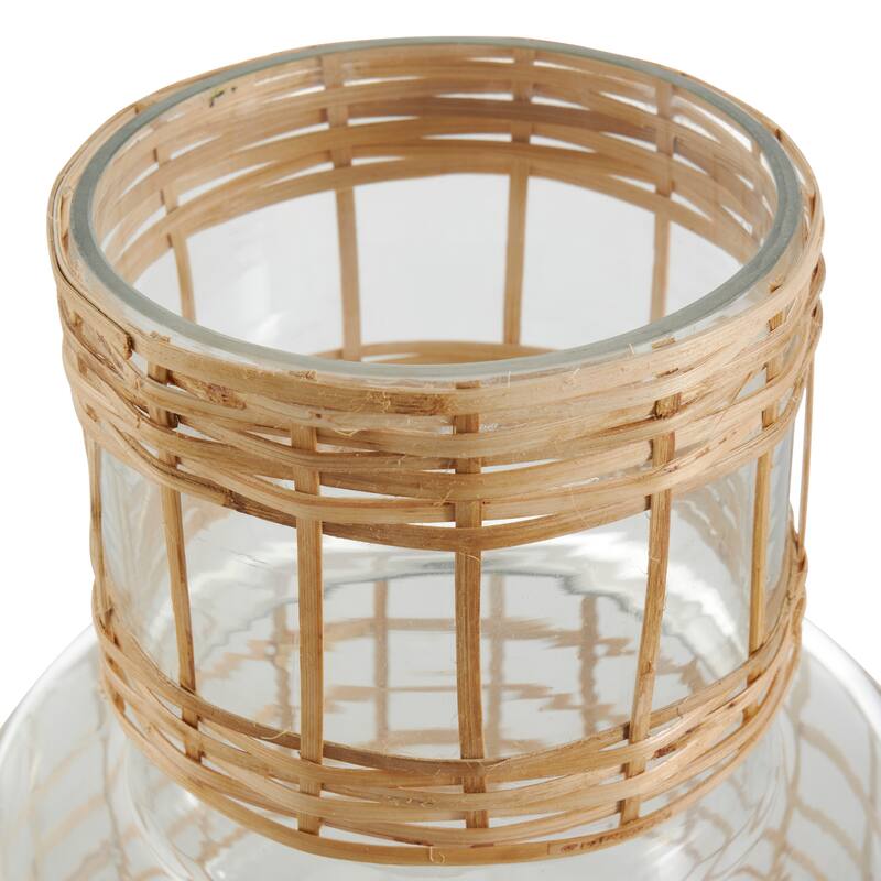 Clear Glass Handmade Rattan Wrapped Vase (Set of 2)
