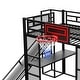 preview thumbnail 12 of 22, Metal Loft Bed with Bulit-in Desk, Slide and Open Wardrobe, Full Size Loft Bedframe with Storage Staircase and Basketball hoop