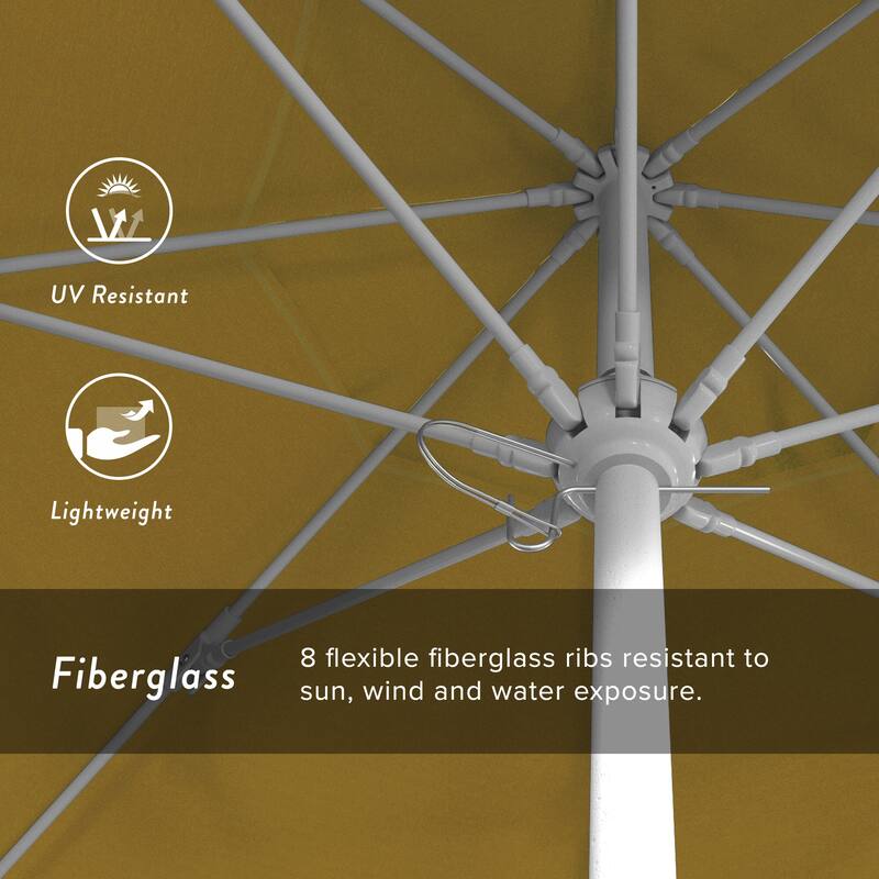 California Umbrella 75' Venture Series Patio Umbrella, White Aluminum Pole Fiberglass Ribs Push Lift Sunbrella