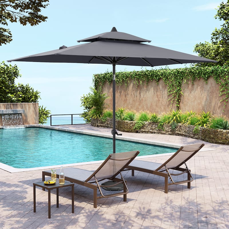 Pellebant Outdoor 10 x 6.5 Ft Market Umbrella with Double Top