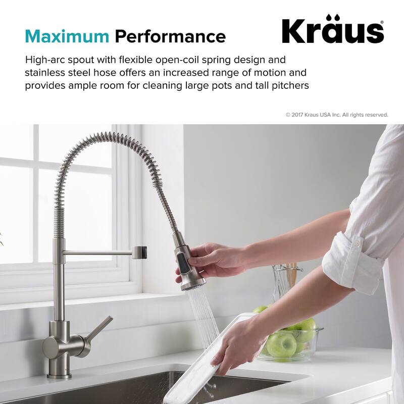 Kraus Britt 1.8 GPM Single Hole Pre-Rinse Pull Out Kitchen Faucet - - Spot Free Stainless Steel