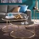 preview thumbnail 2 of 22, Subira Antique Gold Finished Metal Wood Round Coffee Table Nesting Set by iNSPIRE Q Bold