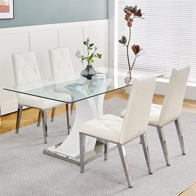Home Furniture Kitchen Breakfast Chairs, Restaurants PU Upholstered Side Chair, Conference Chair with Gold Legs Set of 2