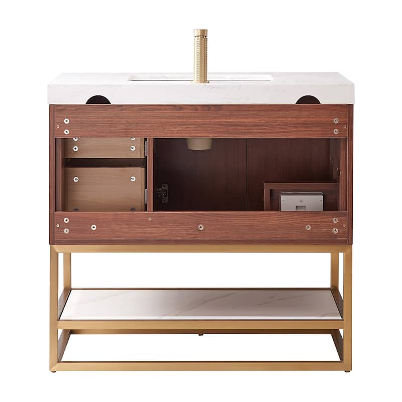 Mahon Single Bath Vanity with Composite Stone Top and Mirror